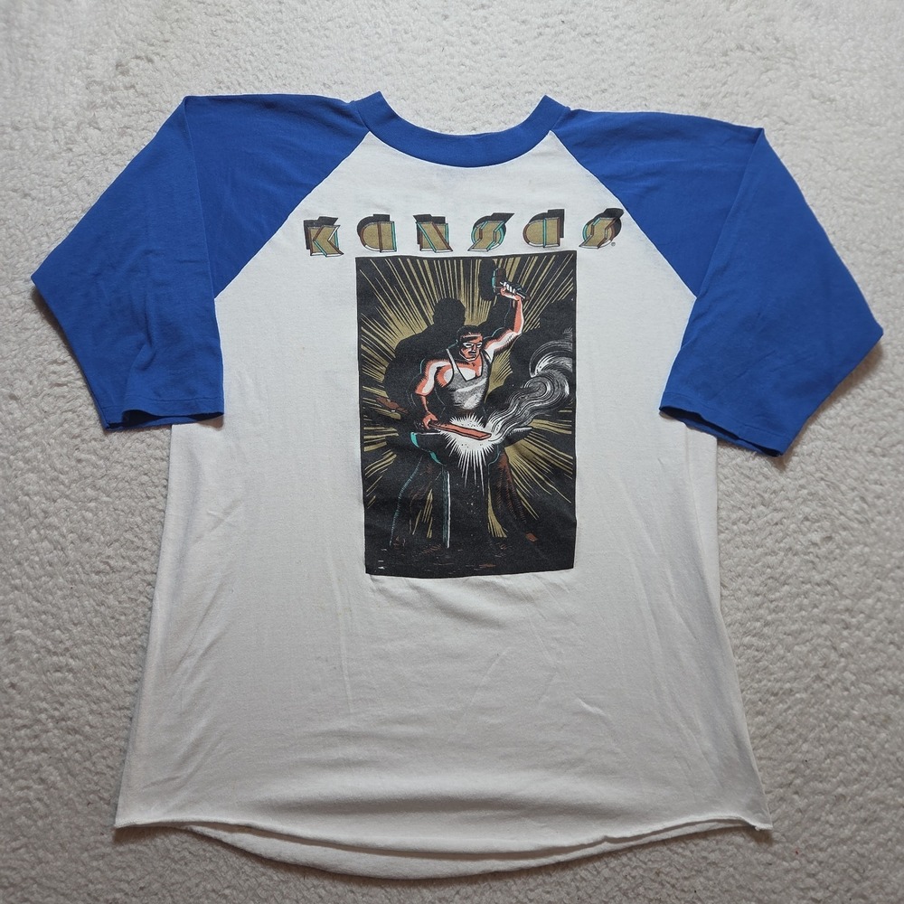 VTG‎ 1980s Kansas Power Tour T Shirt Size XL Distressed Rock